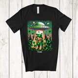 MacnyStore - Personalized Custom Name Golden Retriever Leprechaun UFO; Joyful St. Patrick's Day Stolen Shamrock T-Shirt