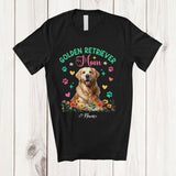 MacnyStore - Personalized Custom Name Golden Retriever Mom; Amusing Mother's Day Flowers Paws; Family T-Shirt