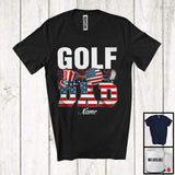 MacnyStore - Personalized Custom Name Golf Dad, Proud 4th Of July USA Flag Sport, Patriotic Family T-Shirt