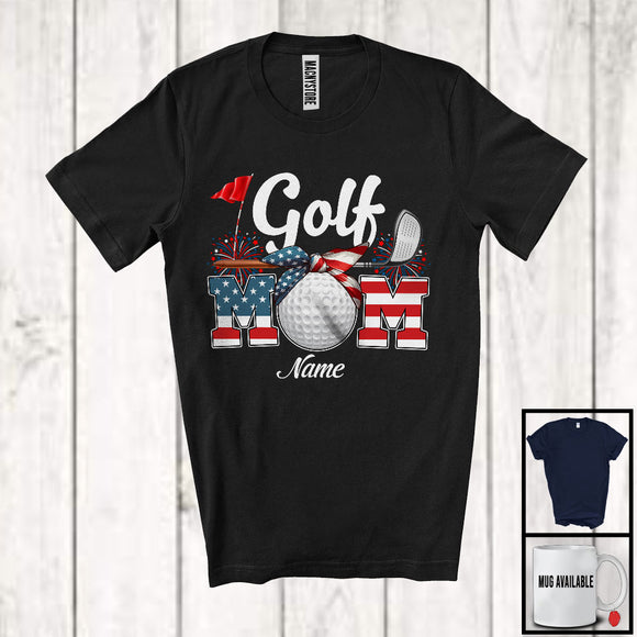 MacnyStore - Personalized Custom Name Golf Mom, Proud 4th Of July USA Flag Headband, Patriotic Family T-Shirt
