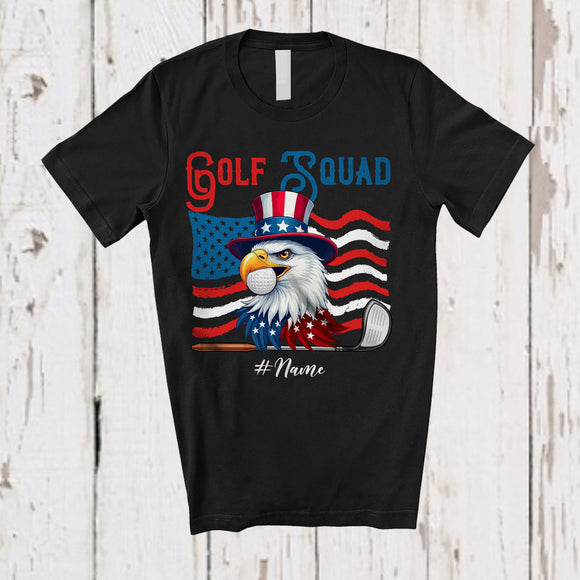 MacnyStore - Personalized Custom Name Golf Squad; Joyful 4th Of July Eagle Golf Player; Patriotic T-Shirt