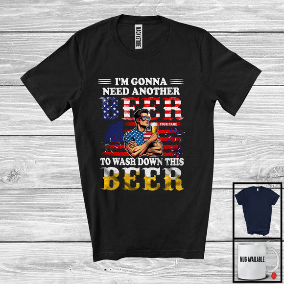 MacnyStore - Personalized Custom Name Gonna Need Another Beer, Funny 4th Of July Men, Drinking Drunker T-Shirt