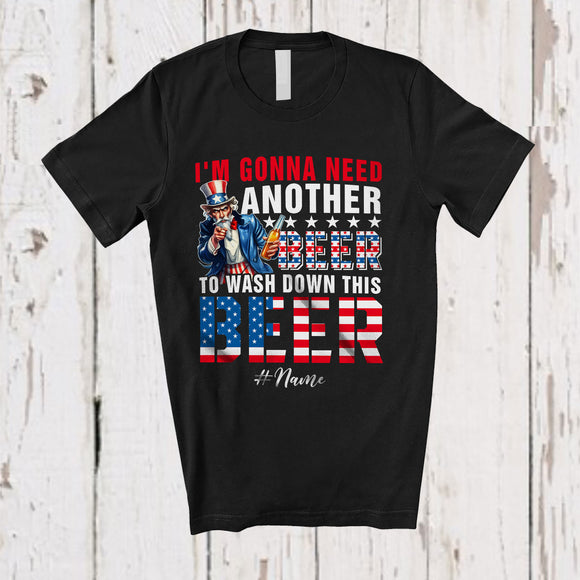 MacnyStore - Personalized Custom Name Gonna Need Another Beer; Proud 4th Of July Uncle Sam Drinking Patriotic T-Shirt