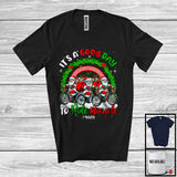 MacnyStore - Personalized Custom Name Good Time To Ride Bicycle; Joyful Christmas Three Santa Rainbow T-Shirt