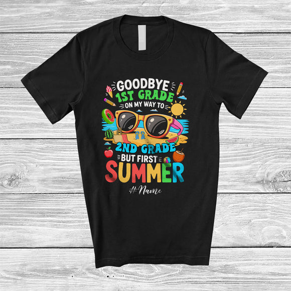 MacnyStore - Personalized Custom Name Goodbye On Way To 2nd Grade; Lovely First Summer Vacation Sunglasses T-Shirt