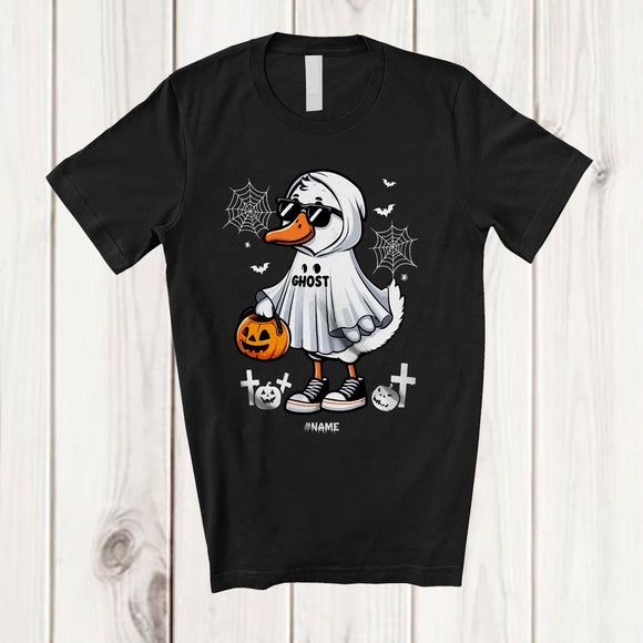 MacnyStore - Personalized Custom Name Goose Boo Ghost Cosplay; Lovely Halloween Goose Sunglasses; Farmer T-Shirt