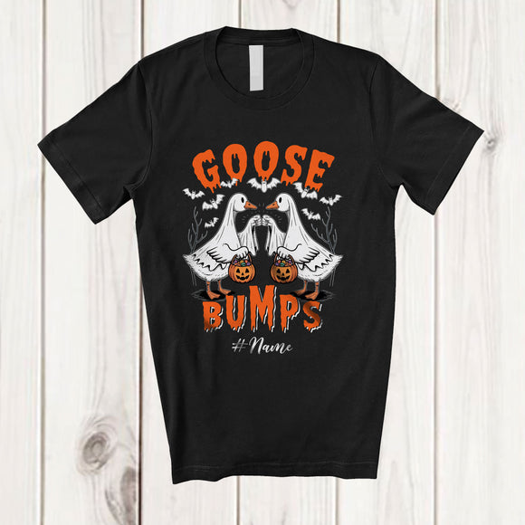 MacnyStore - Personalized Custom Name Goose Bumps; Joyful Halloween Two Goose Shaking Hand; Farming T-Shirt
