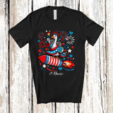 MacnyStore - Personalized Custom Name Goose Statue of Liberty Riding Firecracker; Lovely 4th Of July Patriotic T-Shirt