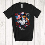MacnyStore - Personalized Custom Name Goose US Flag Hot Dog; Joyful 4th of July Goose; Patriotic Farmer T-Shirt