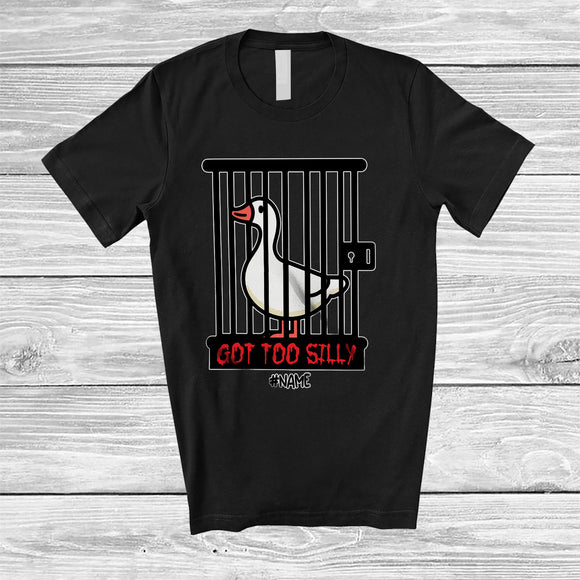 MacnyStore - Personalized Custom Name Got Too Silly; Humorous Halloween Goose; Boy Girl Farmer T-Shirt