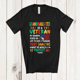 MacnyStore - Personalized Custom Name Granddaughter Of A Veteran; Proud Father's Day Grandpa Protector T-Shirt