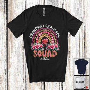 MacnyStore - 000/Shir1 Personalized Custom Name Grandma Grandson Squad, Amazing Mother's Day Flowers Rainbow T-Shirt