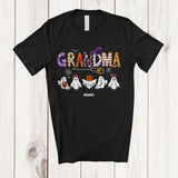 MacnyStore - Personalized Custom Name Grandma; Spooky Halloween Boo Ghost Witch Mama; Family Group T-Shirt