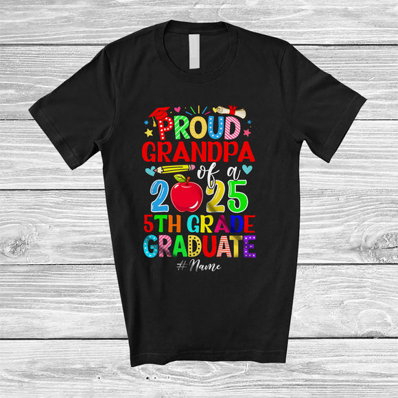 MacnyStore - Personalized Custom Name Grandpa Class of 2025 5th Grade Graduate; Proud Graduation Family T-Shirt