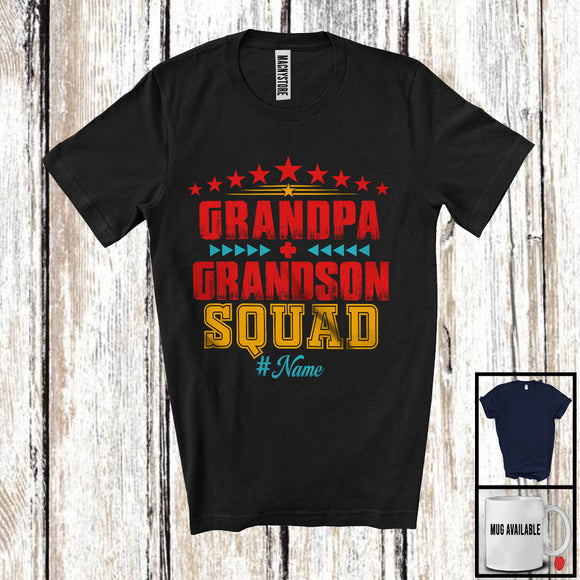 MacnyStore - Personalized Custom Name Grandpa Grandson Squad, Amazing Father's Day Vintage, Family Group T-Shirt