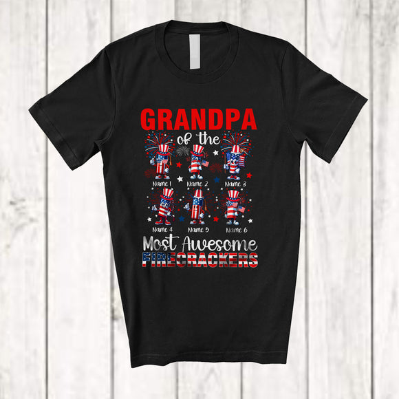MacnyStore - Personalized Custom Name Grandpa Of The Most Awesome Firecrackers; Lovely 4th Of July Fireworks T-Shirt