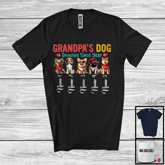 MacnyStore - Personalized Custom Name Grandpa's Dog Growing Since Year, Lovely Father's Day Dog Lover T-Shirt