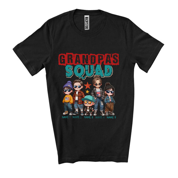 MacnyStore - Personalized Custom Name Grandpa's Squad, Amazing Father's Day Vintage, Family Group T-Shirt
