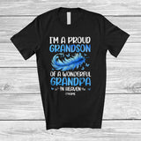 MacnyStore - Personalized Custom Name Grandson Of Grandpa In Heaven; Proud Father's Day Memories T-Shirt