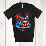 MacnyStore - Personalized Custom Name Great Dane Drinking On Float Beach; Joyful 4th Of July Patriotic T-Shirt