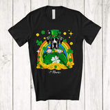 MacnyStore - Personalized Custom Name Great Dane Leprechaun In Pot Of Gold; Lovely St. Patrick's Day Rainbow T-Shirt