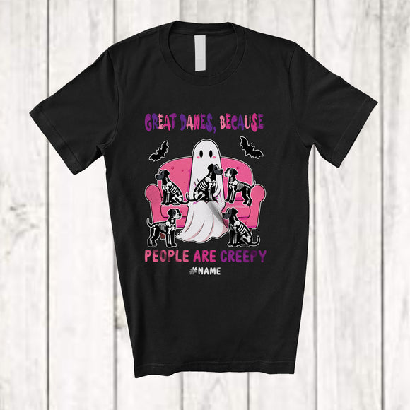 MacnyStore - Personalized Custom Name Great Danes People Creepy; Amazing Halloween Boo Ghost Family T-Shirt