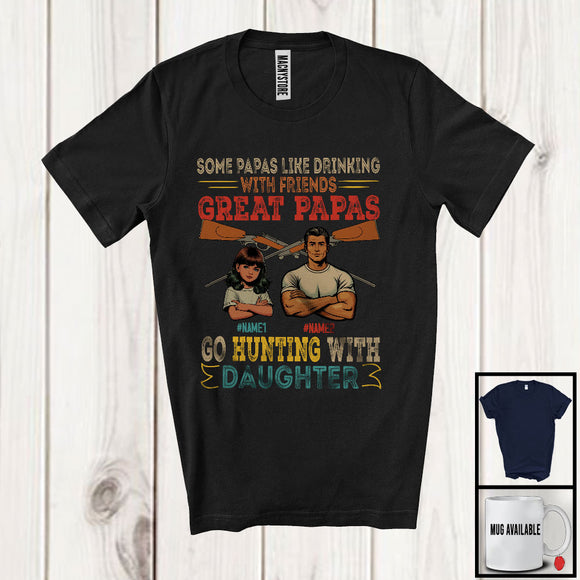 MacnyStore - Personalized Custom Name Great Papas Go Hunting With Daughter, Proud Father's Day Family T-Shirt