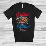 MacnyStore - Personalized Custom Name Grillin' and Chillin' 1776; Humorous 4th of July BBQ Food; Patriotic T-Shirt