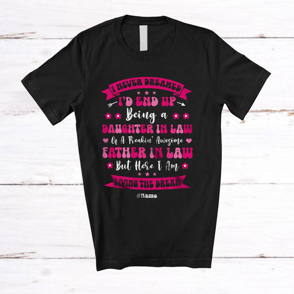 MacnyStore - Personalized Custom Name Groovy Daughter In Law of A Father In Law; Lovely Father's Day Family T-Shirt
