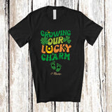 MacnyStore - Personalized Custom Name Growing Our Lucky Charm; Lovely St Patrick's Day Pregnancy Shamrock T-Shirt
