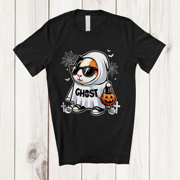 MacnyStore - Personalized Custom Name Guinea Pig Boo Ghost Cosplay; Lovely Halloween Guinea Pig Sunglasses T-Shirt