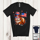 MacnyStore - Personalized Custom Name Guinea Pig, Lovely 4th Of July American Flag Fireworks, Patriotic T-Shirt