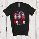 MacnyStore - Personalized Custom Name Hair Stylist Squad; Adorable 4th Of July Three Patriotic Gnomes T-Shirt