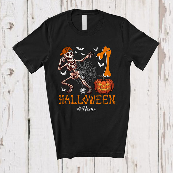 MacnyStore - Personalized Custom Name Halloween 1; Joyful 1st Birthday 1 Year Old Skeleton; Family T-Shirt