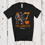 MacnyStore - Personalized Custom Name Halloween 7; Joyful 7th Birthday 7 Years Old Skeleton; Family T-Shirt