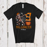 MacnyStore - Personalized Custom Name Halloween 9; Joyful 9th Birthday 9 Years Old Skeleton; Family T-Shirt