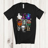 MacnyStore - Personalized Custom Name Halloween Collection Costume; Scary Witch Skull Candy Pumpkin T-Shirt