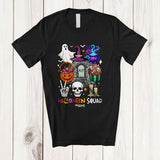 MacnyStore - Personalized Custom Name Halloween Squad; Scary Collection Witch Skull Candy Pumpkin T-Shirt