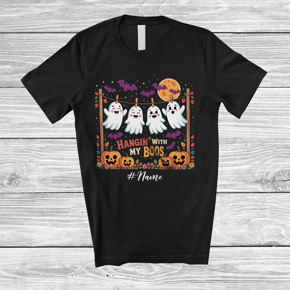 MacnyStore - Personalized Custom Name Hangin' With My Boos; Awesome Halloween Boo Ghost Pumpkin T-Shirt