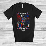 MacnyStore - Personalized Custom Name Happy 4th Of July Birthday To Me; Joyful Firecracker Fireworks; Patriotic T-Shirt