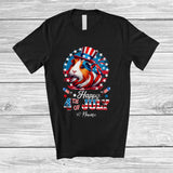 MacnyStore - Personalized Custom Name Happy 4th Of July; Lovely Guinea Pig Animal American Flag; Patriotic T-Shirt