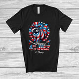 MacnyStore - Personalized Custom Name Happy 4th Of July; Lovely Raccoon Animal American Flag; Patriotic T-Shirt