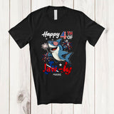 MacnyStore - Personalized Custom Name Happy 4th of Jaw-ly; Humorous 4th Of July Shark Sunglasses; Patriotic T-Shirt