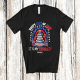 MacnyStore - Personalized Custom Name Happy 4th of July My Birthday; Joyful Rainbow Cake Patriotic T-Shirt