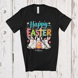 MacnyStore - Personalized Custom Name Happy Easter; Adorable Easter Bunnies Egg Hunt; Flowers Family T-Shirt