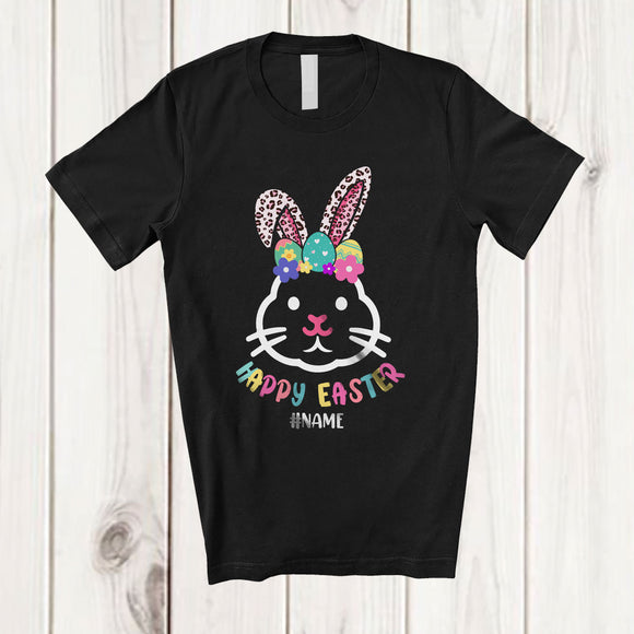 MacnyStore - Personalized Custom Name Happy Easter; Awesome Easter Leopard Bunny Ears Face; Family T-Shirt