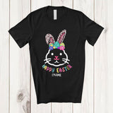MacnyStore - Personalized Custom Name Happy Easter; Awesome Easter Leopard Bunny Ears Face; Family T-Shirt