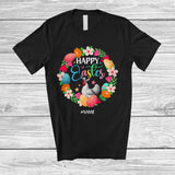 MacnyStore - Personalized Custom Name Happy Easter; Joyful Easter Flowers Circle Bunny Chicken; Farmer T-Shirt