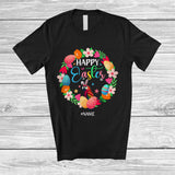 MacnyStore - Personalized Custom Name Happy Easter; Joyful Easter Flowers Circle Bunny Parrot; Family T-Shirt