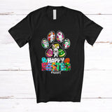 MacnyStore - Personalized Custom Name Happy Easter; Lovely Dog Paw Bunny Eggs Hunt; Family T-Shirt